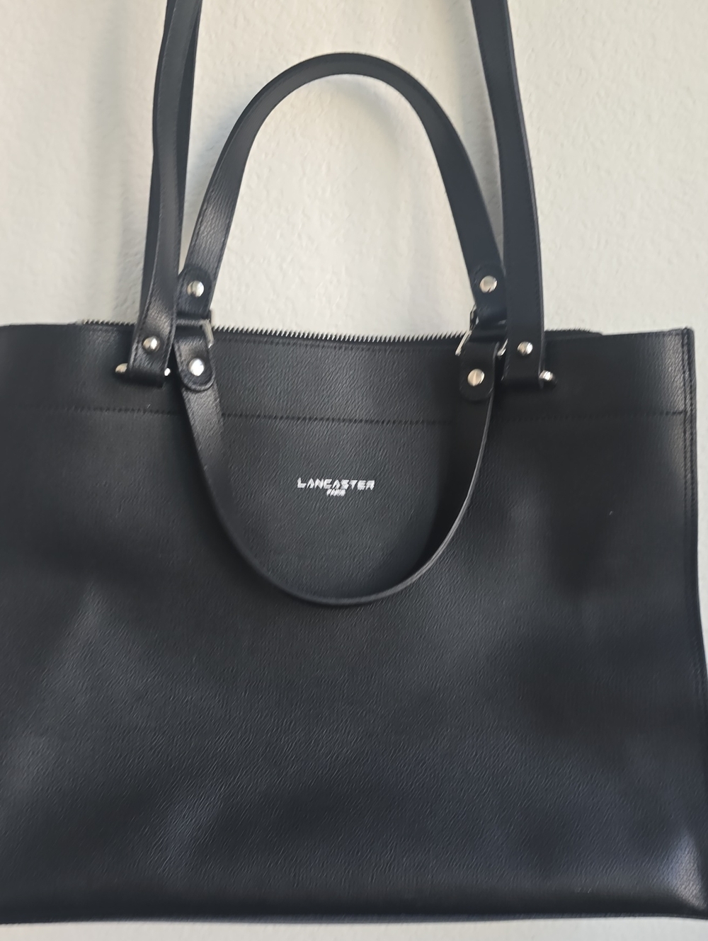 Lancaster Black Leather Tote